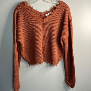 Moon and Madison Burnt Orange Cropped Sweater Size Medium